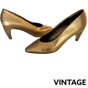 PALOMA Vintage METALLIC Heels Pumps Gold Leather | 6B Vintage​